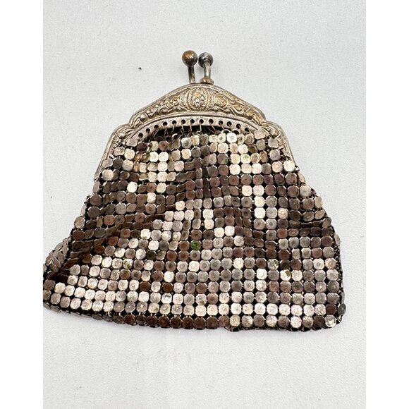 Vintage Victorian Mesh Coin Purse Silver Tone - Picture 2 of 3